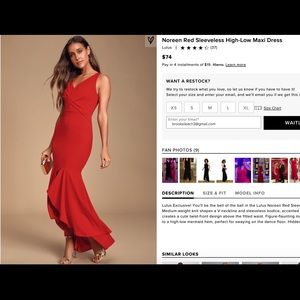 Lulu’s Noreen Red Sleeveless High-Los Maxi Dress